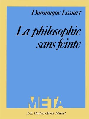 cover image of La Philosophie sans feinte